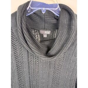 ana A New Approach Black Cowl Neck Pointelle Cable Knit Batwing Sweater Medium